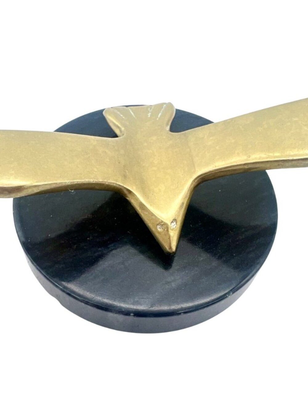 Vintage Brass Seagull Bird Sculpture Figurine Black Marble Base Minimalist MCM - Picture 7 of 9
